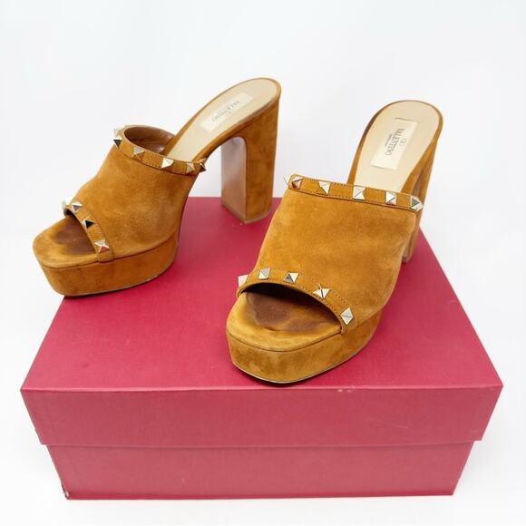 Valentino Rockstud Suede Platform Sandals Womens EU 39 - Picture 3 of 14